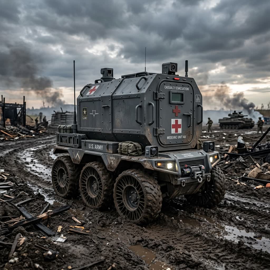 MAUL Armored Unmanned Ground Vehicle for casualty evacuation in Ukraine