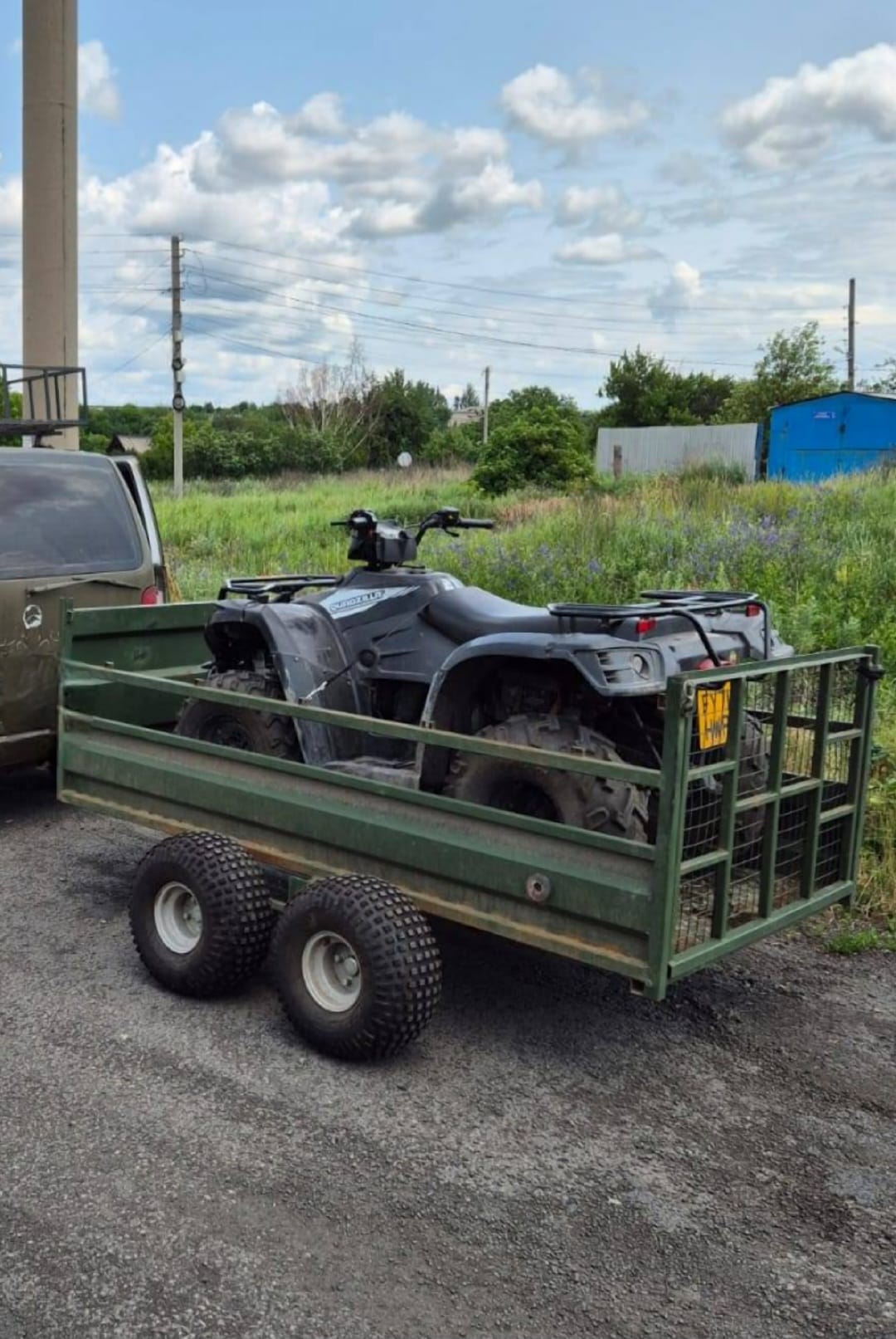 Quad bike on a trailer ready for frontline deployment